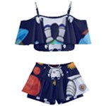 Boy Spaceman Space Rocket Ufo Planets Stars Kids  Off Shoulder Skirt Bikini