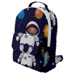 Boy Spaceman Space Rocket Ufo Planets Stars Flap Pocket Backpack (Small)