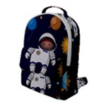 Boy Spaceman Space Rocket Ufo Planets Stars Flap Pocket Backpack (Large)