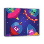 Cartoon Funny Aliens With Ufo Duck Starry Sky Set Deluxe Canvas 14  x 11  (Stretched)