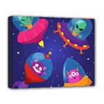 Cartoon Funny Aliens With Ufo Duck Starry Sky Set Deluxe Canvas 20  x 16  (Stretched)