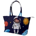 Boy Spaceman Space Rocket Ufo Planets Stars Canvas Shoulder Bag