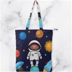 Boy Spaceman Space Rocket Ufo Planets Stars Double Zip Up Tote Bag