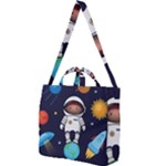 Boy Spaceman Space Rocket Ufo Planets Stars Square Shoulder Tote Bag