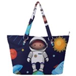 Boy Spaceman Space Rocket Ufo Planets Stars Full Print Shoulder Bag