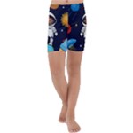 Boy Spaceman Space Rocket Ufo Planets Stars Kids  Lightweight Velour Capri Yoga Leggings