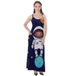 Boy Spaceman Space Rocket Ufo Planets Stars Sleeveless Velour Maxi Dress