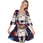 Boy Spaceman Space Rocket Ufo Planets Stars Velour Kimono Dress