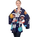 Boy Spaceman Space Rocket Ufo Planets Stars Long Sleeve Velvet Kimono 