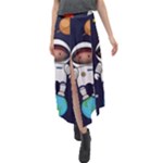 Boy Spaceman Space Rocket Ufo Planets Stars Velour Split Maxi Skirt