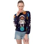 Boy Spaceman Space Rocket Ufo Planets Stars Banded Bottom Chiffon Top