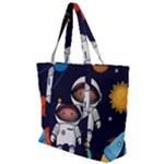 Boy Spaceman Space Rocket Ufo Planets Stars Zip Up Canvas Bag
