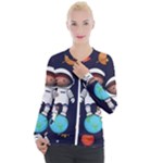 Boy Spaceman Space Rocket Ufo Planets Stars Casual Zip Up Jacket
