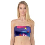 Cartoon Funny Aliens With Ufo Duck Starry Sky Set Bandeau Top