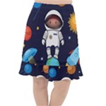 Boy Spaceman Space Rocket Ufo Planets Stars Fishtail Chiffon Skirt