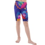 Cartoon Funny Aliens With Ufo Duck Starry Sky Set Kids  Mid Length Swim Shorts