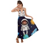 Boy Spaceman Space Rocket Ufo Planets Stars Backless Maxi Beach Dress