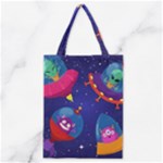 Cartoon Funny Aliens With Ufo Duck Starry Sky Set Classic Tote Bag