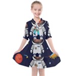 Boy Spaceman Space Rocket Ufo Planets Stars Kids  All Frills Chiffon Dress