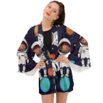 Boy Spaceman Space Rocket Ufo Planets Stars Long Sleeve Kimono