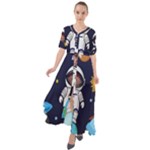 Boy Spaceman Space Rocket Ufo Planets Stars Waist Tie Boho Maxi Dress