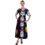 Boy Spaceman Space Rocket Ufo Planets Stars Shoulder Straps Boho Maxi Dress 
