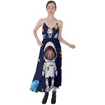 Boy Spaceman Space Rocket Ufo Planets Stars Tie Back Maxi Dress
