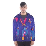 Cartoon Funny Aliens With Ufo Duck Starry Sky Set Men s Hooded Windbreaker