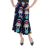 Boy Spaceman Space Rocket Ufo Planets Stars Midi Mermaid Skirt