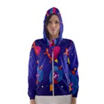 Cartoon Funny Aliens With Ufo Duck Starry Sky Set Women s Hooded Windbreaker