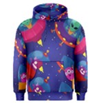 Cartoon Funny Aliens With Ufo Duck Starry Sky Set Men s Core Hoodie