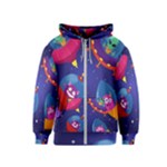 Cartoon Funny Aliens With Ufo Duck Starry Sky Set Kids  Zipper Hoodie