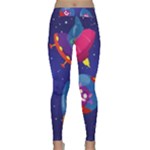 Cartoon Funny Aliens With Ufo Duck Starry Sky Set Classic Yoga Leggings