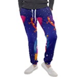 Cartoon Funny Aliens With Ufo Duck Starry Sky Set Men s Jogger Sweatpants