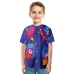 Cartoon Funny Aliens With Ufo Duck Starry Sky Set Kids  Sport Mesh T-Shirt