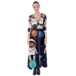 Boy Spaceman Space Rocket Ufo Planets Stars Button Up Maxi Dress