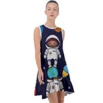 Boy Spaceman Space Rocket Ufo Planets Stars Frill Swing Dress