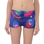 Cartoon Funny Aliens With Ufo Duck Starry Sky Set Boyleg Bikini Bottoms