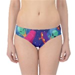 Cartoon Funny Aliens With Ufo Duck Starry Sky Set Hipster Bikini Bottoms