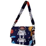 Boy Spaceman Space Rocket Ufo Planets Stars Full Print Messenger Bag (L)