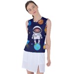 Boy Spaceman Space Rocket Ufo Planets Stars Women s Sleeveless Sports Top