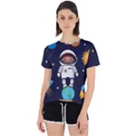 Boy Spaceman Space Rocket Ufo Planets Stars Open Back Sport T-Shirt