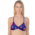 Cartoon Funny Aliens With Ufo Duck Starry Sky Set Reversible Tri Bikini Top