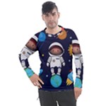 Boy Spaceman Space Rocket Ufo Planets Stars Men s Pique Long Sleeve T-Shirt