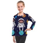 Boy Spaceman Space Rocket Ufo Planets Stars Kids  Long Mesh T-Shirt
