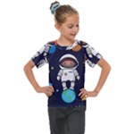 Boy Spaceman Space Rocket Ufo Planets Stars Kids  Mesh Piece T-Shirt