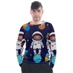 Boy Spaceman Space Rocket Ufo Planets Stars Men s Long Sleeve Raglan T-Shirt