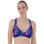 Cartoon Funny Aliens With Ufo Duck Starry Sky Set Sweetheart Sports Bra