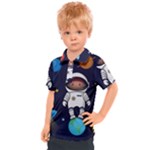 Boy Spaceman Space Rocket Ufo Planets Stars Kids  Polo T-Shirt