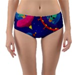 Cartoon Funny Aliens With Ufo Duck Starry Sky Set Reversible Mid-Waist Bikini Bottoms